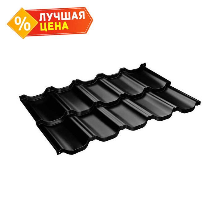 Металлочерепица Grand Line Kvinta Uno (Квинта Уно) 0,5 Drap RAL 9005 Черный | c 3D резом