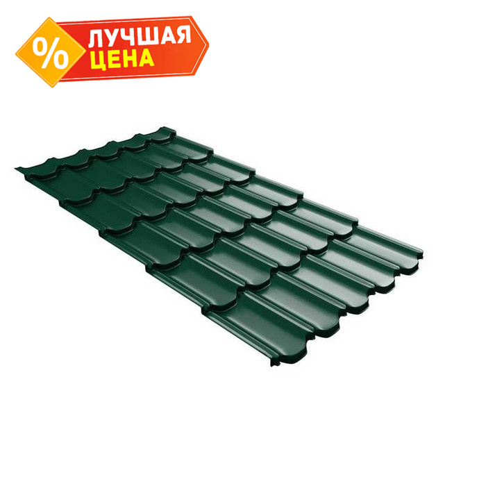 Металлочерепица Grand Line Kvinta plus (Квинта Плюс) 0,5 GreenCoat Pural Matt BT RAL 6005 Зеленый мох | c 3D резом