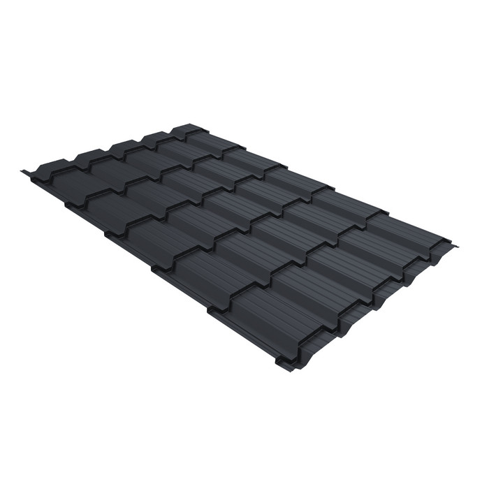 Металлочерепица Grand Line Верховье Quadro profi (Квадро Профи) 0,5 Drap TX RAL 7024 мокрый асфальт