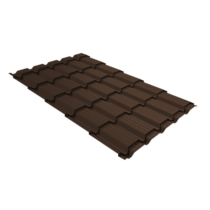 Металлочерепица Grand Line Верховье Quadro profi (Квадро Профи) 0,5 PurLite Matt RAL 8017 шоколад