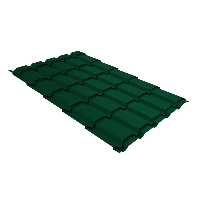 Металлочерепица Grand Line Верховье Quadro profi (Квадро Профи) 0,5 Satin RAL 6005 зеленый мох